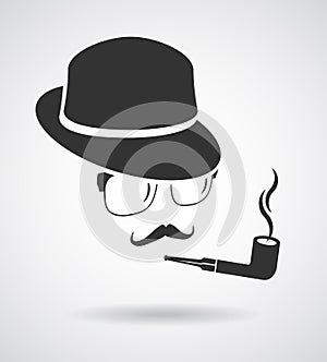 Smoking gentleman. Vintage design elements set like icon