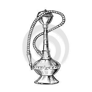 Smoking Hookah Lounge Cafe Tool Hand Drawn Vector