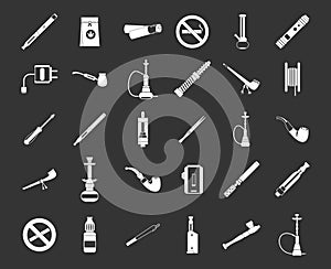 Smoking icon set grey vector