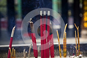 Smoking Incense Sticks Buddhist Temple China