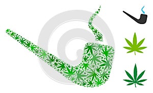 Smoking Pipe Mosaic of Weed Leaves