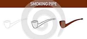 Smoking Pipe tracing and coloring worksheet for kids