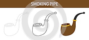 Smoking Pipe tracing and coloring worksheet for kids