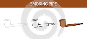 Smoking Pipe tracing and coloring worksheet for kids
