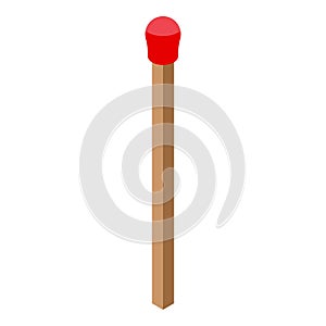 Smoking pipe wood match icon, isometric style