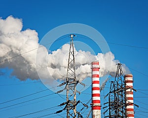 Smoking Pipes of Thermal Power Plant and Tangent Towers