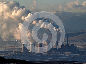 Smoking power station chimneys