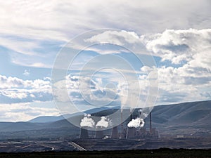 Smoking power station chimneys