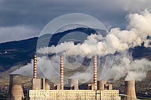 Smoking power station chimneys