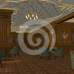 Smoking Room On A Old Luxury Ship