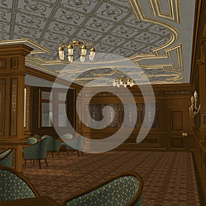 Smoking Room On A Old Luxury Ship