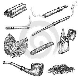 Smoking and chewing tobacco product sketch set