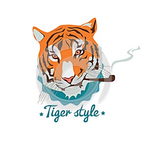 Smoking tiger portret