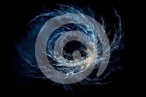 Smoking tornado spiral illustration on black background