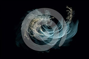 Smoking tornado spiral illustration on black background