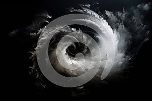 Smoking tornado spiral illustration on black background