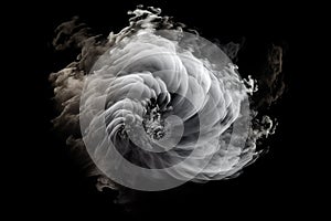 Smoking tornado spiral illustration on black background