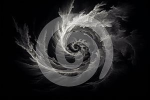 Smoking tornado spiral illustration on black background