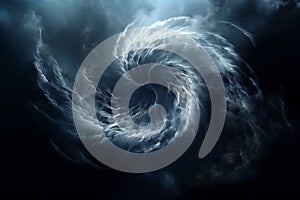 Smoking tornado spiral illustration on black background