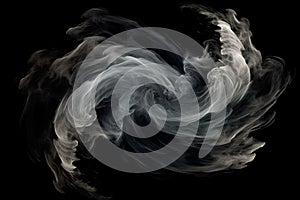 Smoking tornado spiral illustration on black background