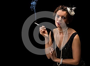 Smoking vintage woman