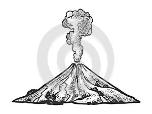 smoking volcano line art sketch vector