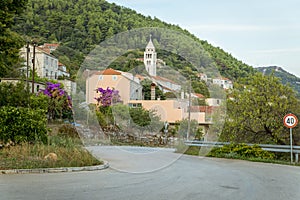 Smokvica town on Korcula island areal view, Croatia photo