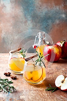 Smoky apple cider margarita fall cocktail with cinnamon, rosemary and star anise.