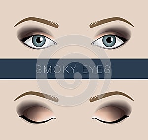 Smoky eyes makeup vector fashion template
