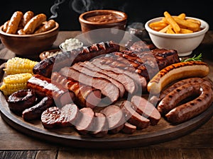 Smoky and flavorful Texas barbecue platter with sausage