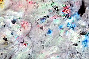 Smoky mix blue green pink red white gray abstract wet paint background. Painting spots.