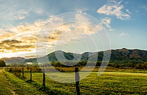 Smoky Mountain Sunrise along Sparks Lane, Cades Cove