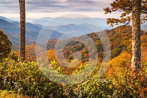 Smoky Mountains National Park, Tennessee autumn landscape at Newfound Gap