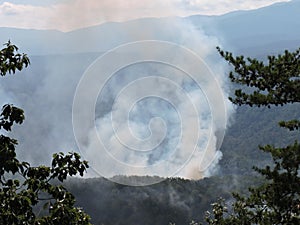 Smoky view of fire in the smoky mountains tennessee