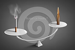 Smoldering cigarette with a smoke