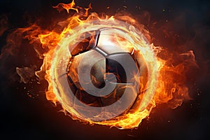 Smoldering Soccer ball flames. Generate Ai