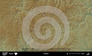 Smolyan outlined, Bulgaria. Physical