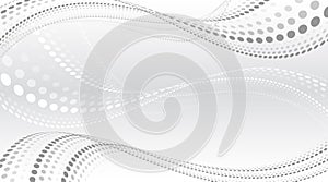 A smooth abstract background with flowing dotted wave patterns in soft gray tones, creating a modern, elegant, and futuristic