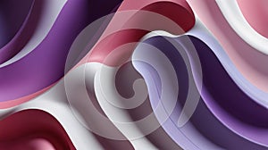 Smooth Abstract Waves Background. Elegant Flow of Pink, Purple, and White Waves â Abstract 3D Art.