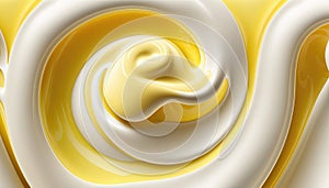 Smooth background of fruit yogurt, cream smooth liquid flows paint-like texture.