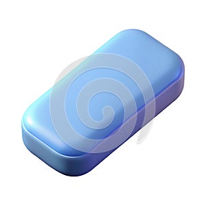 Smooth Blue Rectangular Object with Rounded Edges on White Background blue object smooth surface