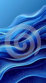 Smooth blue wave pattern forms a modern abstract computer graphic