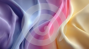 Smooth colorful fabric flowing and creating abstract waves of color, perfect for backgrounds and designs