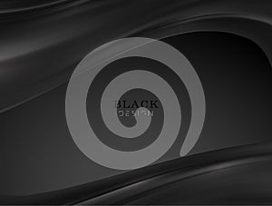 Smooth elegant black satin texture abstract background. Luxurious background design