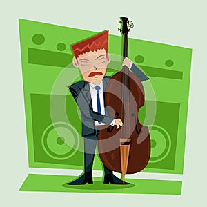 Smooth and elegant jazz contra bass player