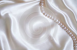 Smooth elegant white silk with pearls