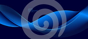 Smooth flow of wavy shape with gradient vector abstract background, dark blue design curve line energy motion, relaxing music