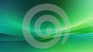 Abstract green and teal swirling light waves background.