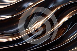 Smooth flowing liquid metal waves texture, abstract background wallpaper