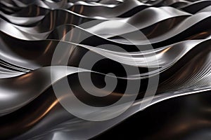 Smooth flowing liquid metal waves texture, abstract background wallpaper